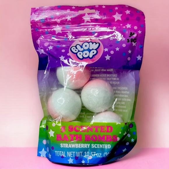 Charms Blow Pop Strawberry Lollipop Scented Bath Bombs 5 Count - Picture 7 of 10